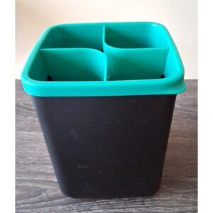 Tupperware Kitchen Utensil Prep Tool Holder Caddy Black Turquoise #7744